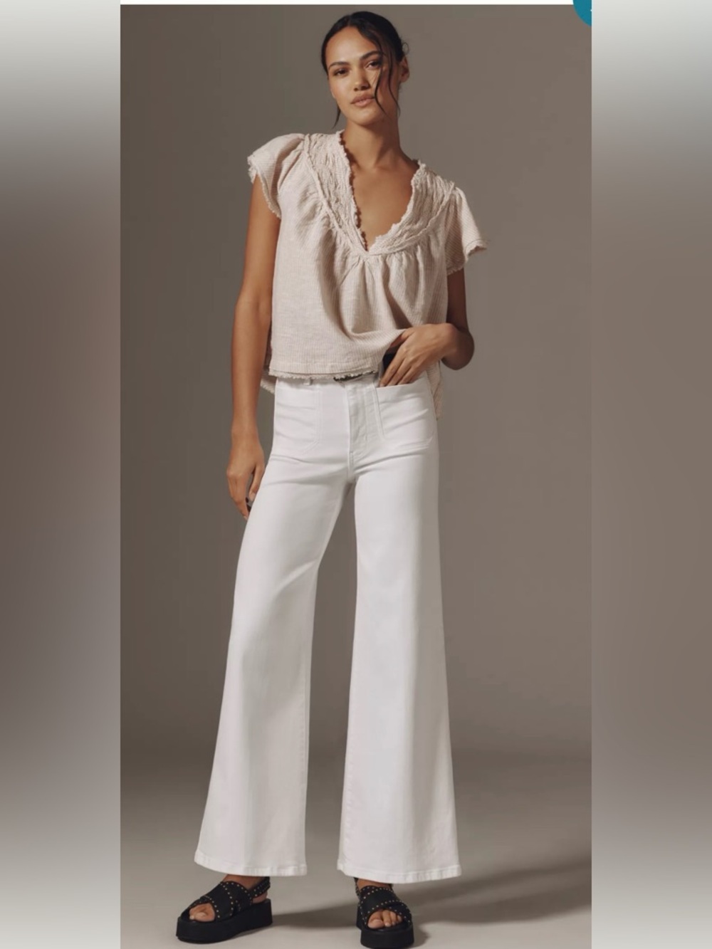 FRAME White High Rise Wide Leg Palazzo Jeans